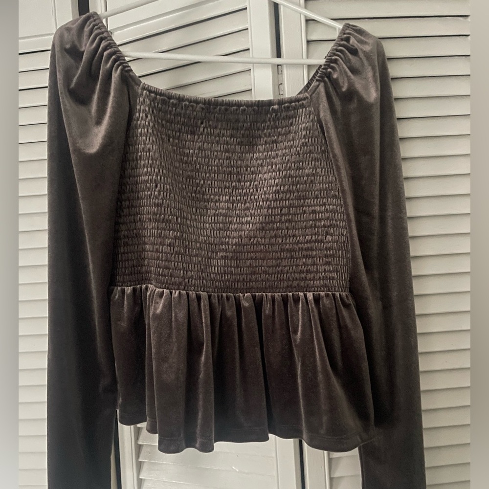 GAP Chocolate Smocked Off-Shoulder Top